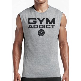 Gymish Lifestyle Gym Addict Graphic Fitness Tank, Sleeveless Bodybuilding Athletic Tank Top (XL, Gym Addict Grey Tank Top)