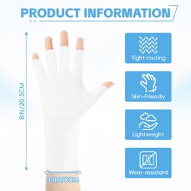 HATINXIA UV Gloves for Gel Manicures, Professional UPF50+ UV Sun Protection Gloves for Nail Lamp, Nail Art Skin Care Fingerless Anti UV Protective Glove for Women, 1 Pair (White)