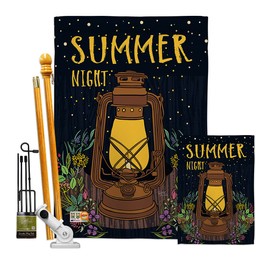 Breeze Decor FK106082-BO Night Lantern Summer Fun in The Sun Decorative Vertical Kit, House & Garden Flags Set w/Flagpole, Multi-Color
