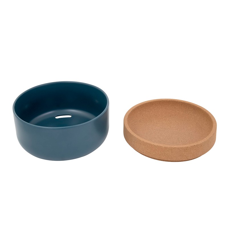 Ceramic and Cork Large Breathable Produce Bowl with Lid to