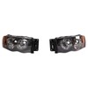 TRQ 2 Piece Headlight Assembly Set Halogen Black Bezel Driver