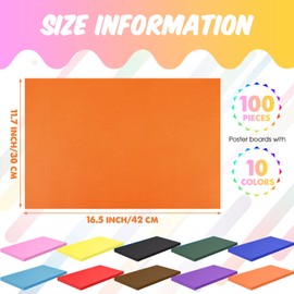 Yahenda 100 Pcs Poster Board 10 Assorted Color Blank Graphic Display Board A3 Size Poster Cutting Board 16.5 x 11.7 In Project Paper Board Exhibits Paper for Back to School Day(Bright Colors)
