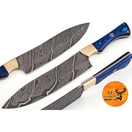 M DAMASCUS CUSTOM HANDMADE FORGED DAMASCUS STEEL CHEF KNIFE KITCHEN KNINFE CHEF 1349