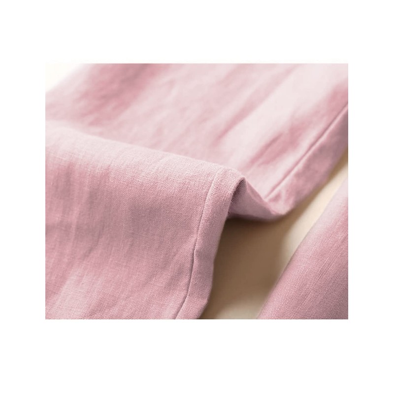Tanming Women's Casual Linen Elastic Waist Tapered Pants Trousers with