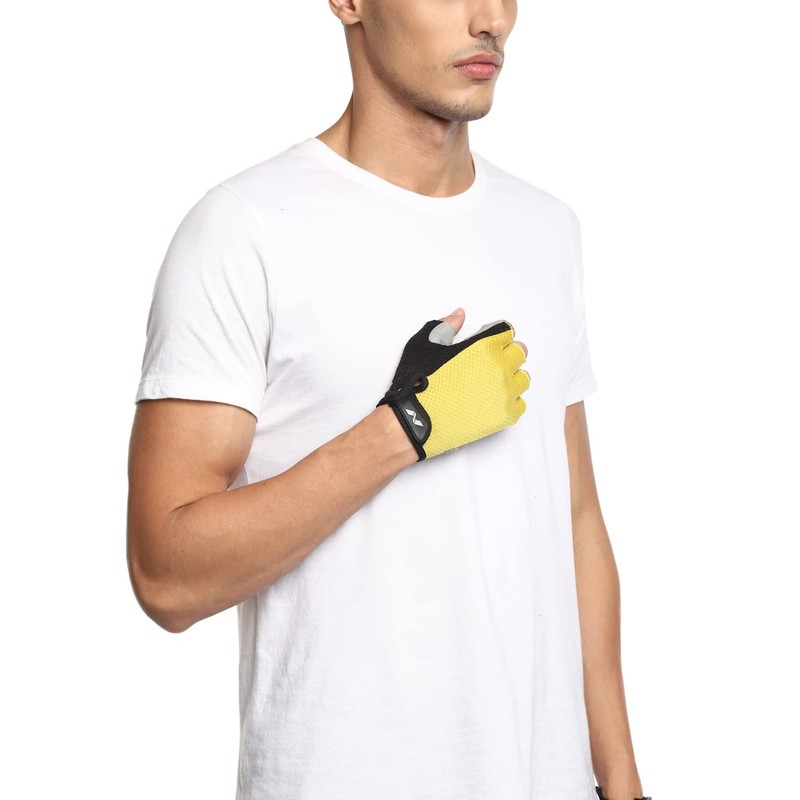 NIVIA Polyester Python Sports Gloves, (Yellow, Size - Large) |
