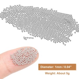 HARFINGTON Nail Art Beads 0.04" (1mm) Mini Metal 3D Caviar Nails Beads Ball Bubble Bead with Storage Box for Nail Art DIY Craft Decoration, Silver Tone