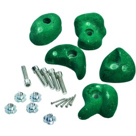 Dark Green Climbing Stones Grips Set of 5 Pieces + Hardware for Kids Climbing Frames or Tree Houses.