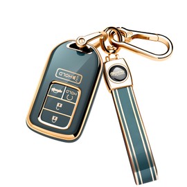 ATOYSKPX for Honda Key fob Cover with Keychain, Car Key Fob Cover Soft TPU Compatible with 2017-2024 Honda Accord Civic Pilot CRV Passport Insight EX Fit Odyssey 5 Buttons Smart Key(Blue)