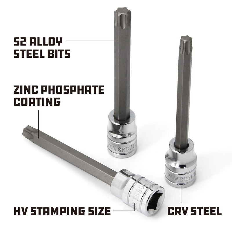 Powerbuilt - 3/8" Drive T-50 Extra Long Hex Bit Socket,