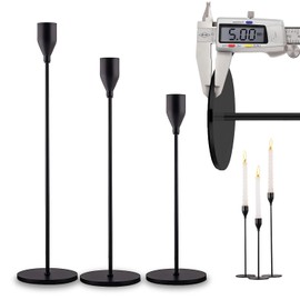 Juego de 3 Candelabros para Velas, Portavelas de Dorado y Negro con Base de Metal Gruesa y Duradera para Velas Cónicas, para Velas De Pilar, para Mesa, Bodas, Cenas, Fiestas, Decoración de Cocina