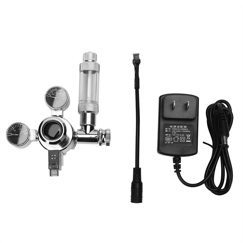 Stainless Steel Aquarium CO2 Bubble Regulator Electromagnetic Water Plants Cylinder