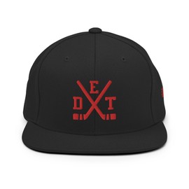 Detroit Hockey Sticks Red Retro DET Snapback Hat Baseball Cap