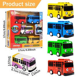 KryfxToy Toy School Bus with Box, 5PCS Die-cast Pull-Back Vehicles, 1:64 Scale Model Car, City Bus Kids Gifts