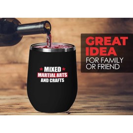 Martial Arts Black Edition Wine Tumbler 12oz - Mixed Martial Arts - Self Defense Taekwondo Fans Jiu Jitsu Trainer Sport Instructor Optimistic Boxing Sportbella Kick Fighting
