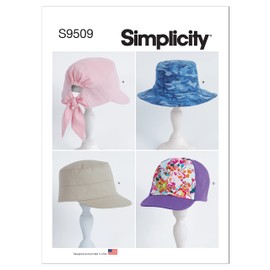 Simplicity Child Hat Sewing Pattern Kit, Code S9509, Sizes Adult XS-S-M-L/Kid's XS-S-M-L, Multicolor