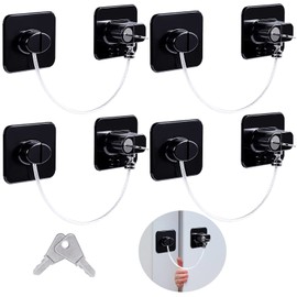 Niviy Drawers Child Lock Fridge Lock without Drilling, Pack of 4 Black with Key Cupboard Child Lock for Washing Machine, Wardrobe, Fridge, Window, Protects Children and Pets