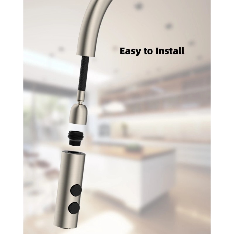 Hibbent Metal Pull Down Kitchen Faucet Head Replacement with 15