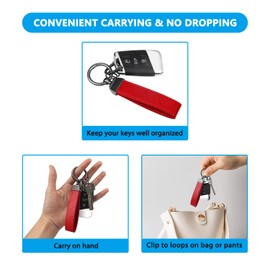 QBUC for Carbon Fibre Keychain for Women Men 360 Degree Rotatable Key Fob Keychain with Anti-Lost D-Ring