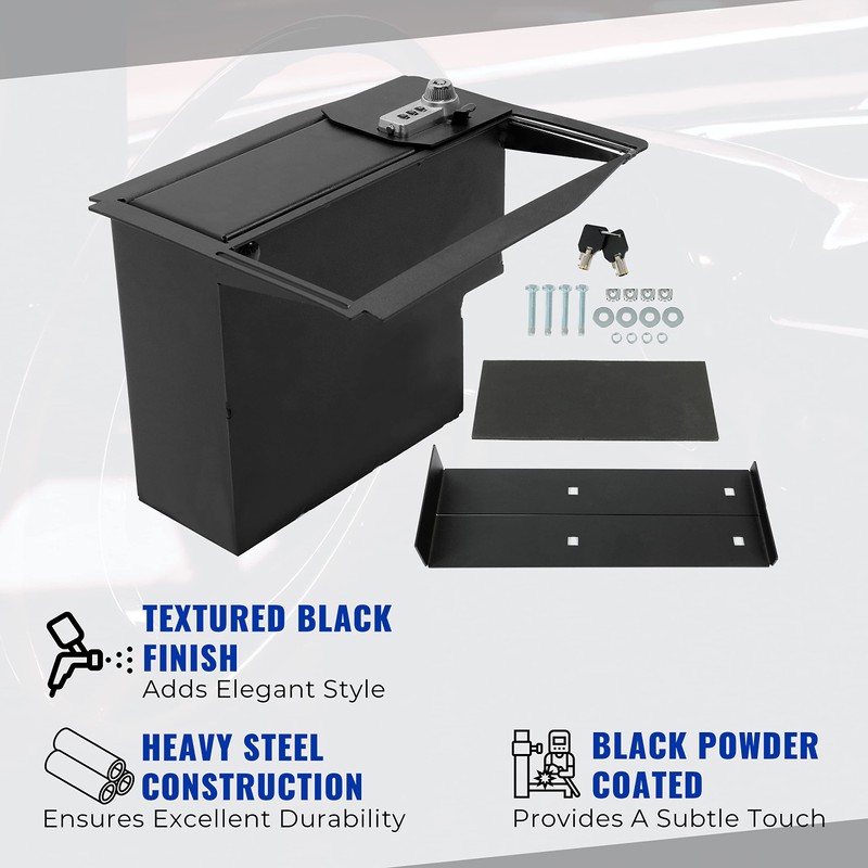 KUAFU Center Console Safe Vault Storage Box w/Bolts Compatible with