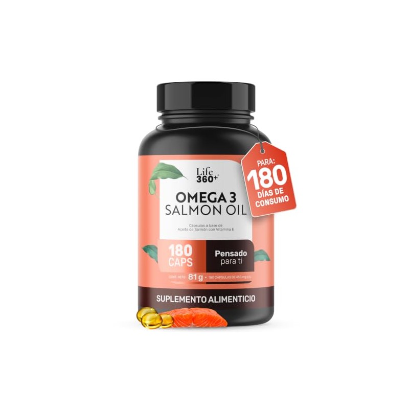LIFE 360+ Omega 3 Salmon Oil | 180 cápsulas |