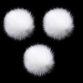 Pompoms for Hats DIY, Pompoms Ball for Knitting Hats with Press Snap (White(3pcs))