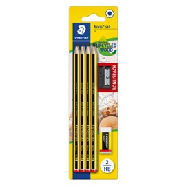 STAEDTLER Noris HB Hexagonal Pencils, Set of 8 Incredibly Shatterproof Pencils, 1 Sharpener, 1 Eraser, High Quality, Made in Germany, 120 SBK8P1