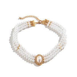 BARRU Multilayer Pearl Necklace Women's Wedding 3 Rows Pearl Choker White Multilayer Necklace Set Jewellery