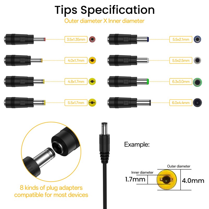 Vanjua USB to DC 5V Power Cord, Universal DC 5.5x2.1mm