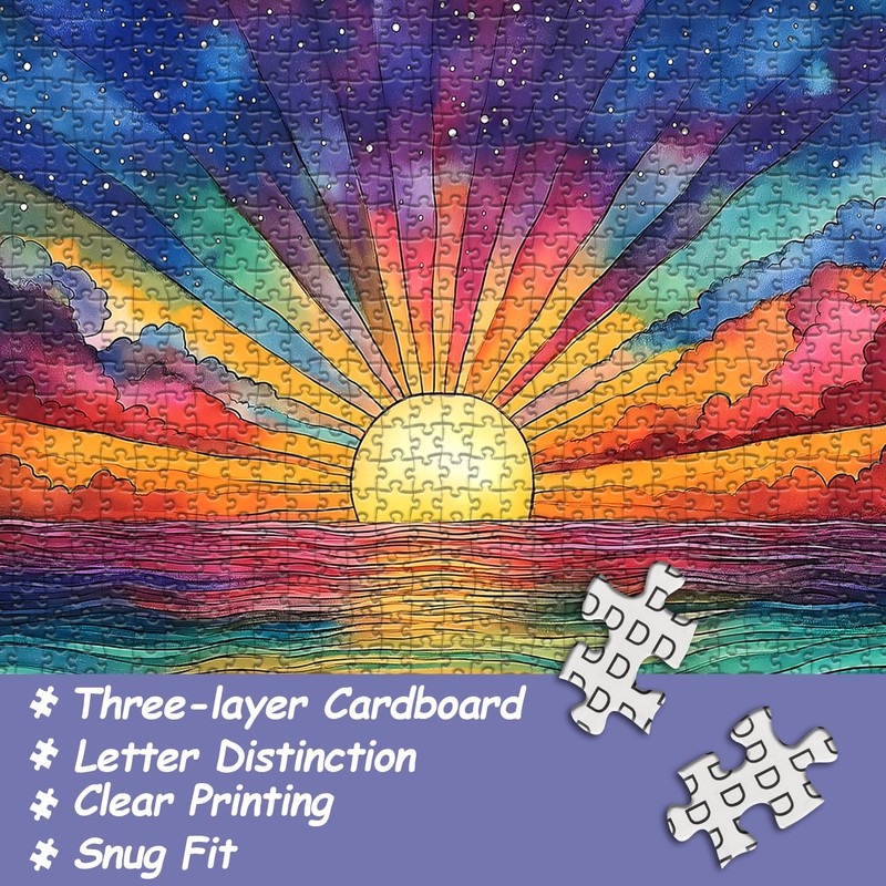 Impossible Puzzle for Adults 1000 Pieces, Ocean Sunset Puzzles with