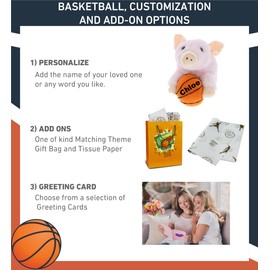 DolliBu Squat Piggy Stuffed Animal with Basketball Plush - Soft Plush Huggable Pig, Adorable Playtime Plush Toy, Cute Farm Life Gift for Kids, Adults - 7 Inch