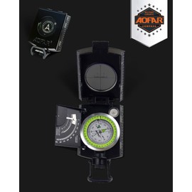 AOFAR Military Compass AF-4074 Black or Hiking,Lensatic Sighting Waterproof,Durable,Inclinometer for Camping,Boy Scount,Geology Activities Boating