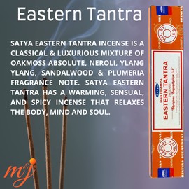Original Satya Nag Champa Eastern Tantra Incense Sticks | with M&J incense sticks holder | x4 pack | for Aromatherapy, Spa, Yoga, Weddings, Meditation, Healing, Positivity and Relaxation