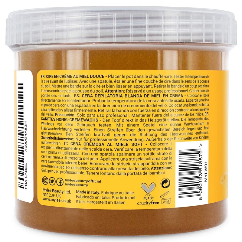 Mylee Honey Soft Creme Wax for Sensitive Skin 450g, Microwavable