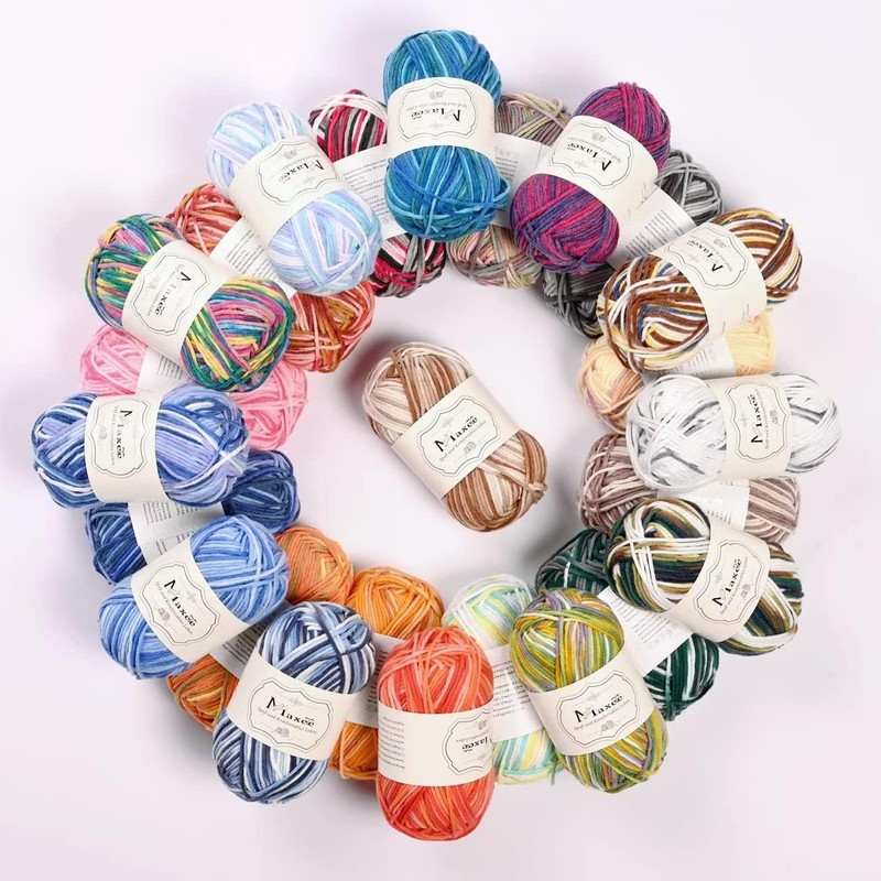 Maxee hand-knitting yarn, 6 x 50 g Crochet Yarn, Colourful