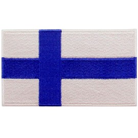EmbTao Finland Flag Patch Embroidered National Morale Applique Iron On Sew On Finnish Emblem
