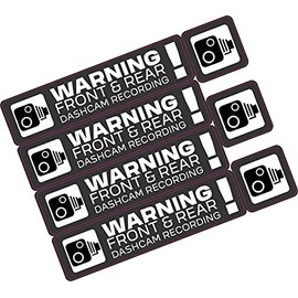PCSL Dash Cam Recording Stickers CCTV In Car Video Camera Decal - Set of 7 (Black)