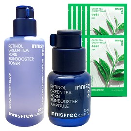 Innisfree Retinol Green Tea PDRN Skin Booster Toner + Retinol PDRN Ampoule 25ml+ / 이니스프리 레티놀 그린티 PDRN 스킨부스터 토너+레티놀 PDRN 앰플 25ml+