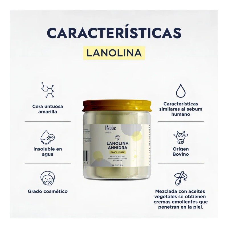 Lanolina Anhidra Pura, Uso Cosmético Y De Grado Alimenticio, Hebbe
