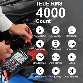 Multimeter TRMS 4000 Counts Digital Multimeter DC AC Voltage Tester Auto-Ranging Voltmeter with NCV Live Wire Resistance Frequency Capacitance Continuity Diode Temp for Auto/Home/Electrical MY8300B