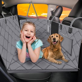 ROUWINNE Back Seat Extender for Dogs-Large Space, Dog Car Seat Cover Hard Bottom Holds 420lb, Sturdy Backseat Extender for Dogs, Upgraded Material,Waterproof Dog Hammock for Car, SUV, Truck