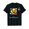 Cartoon Character Geometric Design Smiling Face Raised T-Shirt