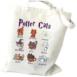 Cat Tote Bag, Casual Bag Black Cat Washable Foldable Canvas Grocery Cute Bags Teacher Gifts Reusable Shopper Canvas Bag Cat Handbag for Friends Women Girls Work Shopping Travel