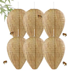 Hyfkjdm Fake Wasp Nest, Fake Wasp Nest, Artificial Wasp Nest, Hanging Fake Wasp Nest, Dummy Weatherproof, Weatherproof for Home and Garden, Pack of 6