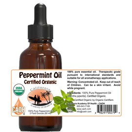 Peppermint Oil - 100% Pure Certified Organic from CAOH® (1-2 oz Bottle)