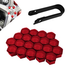 MLY 20 PCS Lug Nut Covers, 17MM Hexagonal Nut Covers with Removal Tool, Wheel Center Bolt Caps, Car Lug Nut Caps for Automotive Exterior Decorative Accessories (Red)