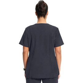 Infinity Medical Scrub Top for Women Contemporary Fit, V-Neck with 2 Pockets, Moisture-Wicking and Easy to Care CK865A, XL, Pewter