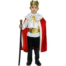 SEA HARE Child Fantasy King Robe and Crown Set Costume (7-9 Years)