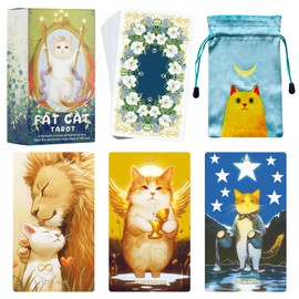 Mekasthos Cat Tarot Cards for Beginners，78 pcs Tarot Deck ，Tarot Cards with Guide Book，Cute Cartoon cat Style Tarot Fortune Telling, Original and Beautiful Everyday Witch Decks