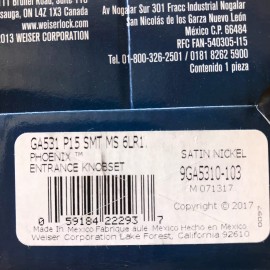 Weiser 2- Weiser Satin Nickel Entry Lockset GA531 P15 SMT MS 6LR1  9ga5310-103     Dk9