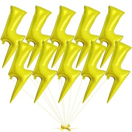 LHOAVWE 10 Pcs Lightning Balloons Giant 45 Inch Yellow Flash Balloons Lightning Bolt Shape Balloons for Bolt Birthday Party Wedding Baby Shower Decoration Supplies